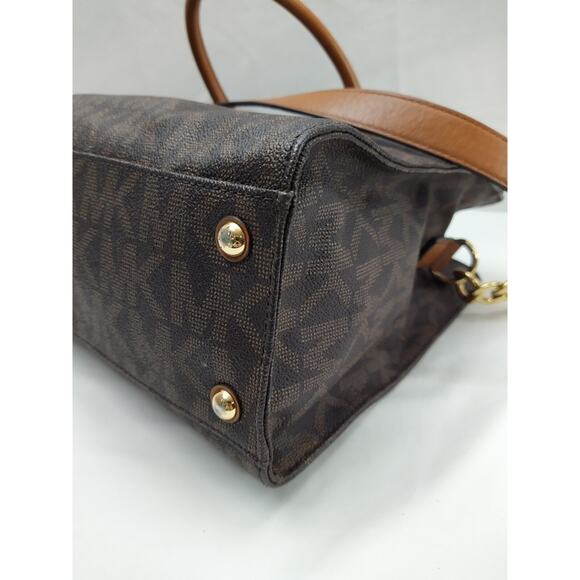 Michael Kors Hamilton Brown Leather MK Printed Tote With Matching Wallet - Picture 8 of 16